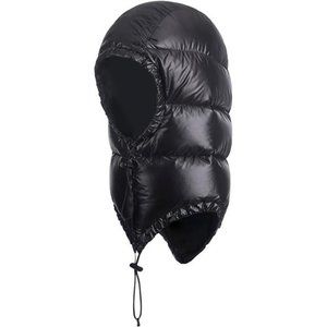 Unisex Winter Warm Ultralight Down Hood Windproof Down Cap Hat with Storage Bag